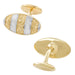 Front and Back of Solid Sterling Silver Oval Shaped Victorian Sculptural Scroll Cufflinks - Mixed Metal Yellow Gold and White Metal - SCL239WY