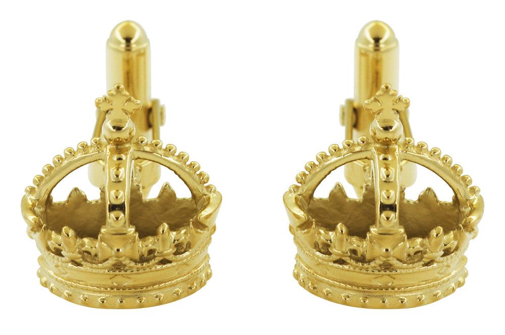 Plated Yellow Gold Crown Cuff Links