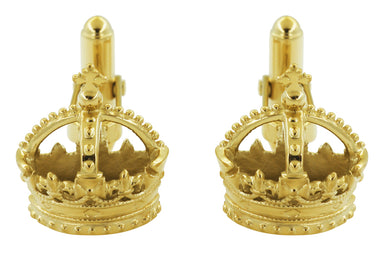 Royal Crown Cufflinks in Sterling Silver with Yellow Gold Vermeil - alternate view