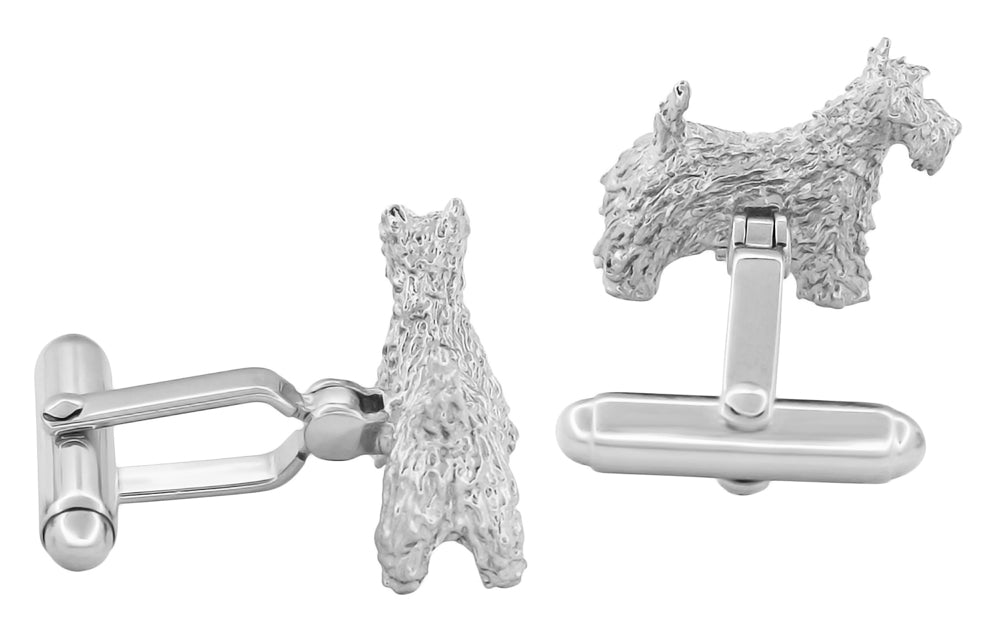 Back of Scottie Dog Cufflinks in Sterling Silver - Scottish Terriers - SCL246W