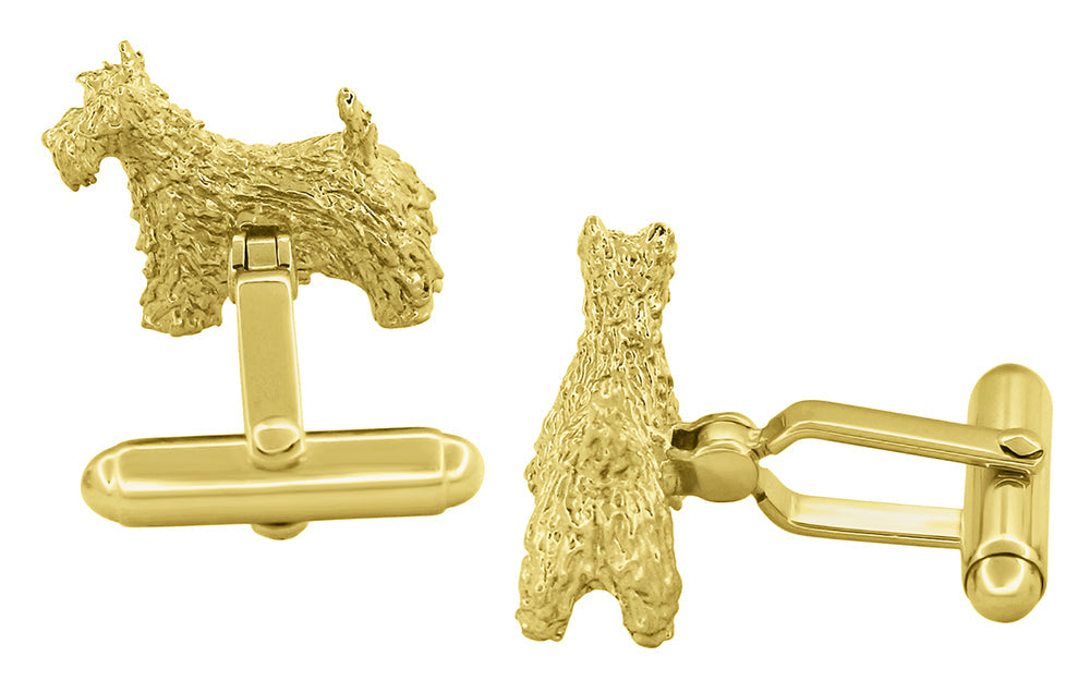 Back of Yellow Gold Scottish Terrier Cufflinks