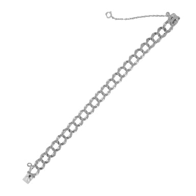 Sterling Silver 1960's Vintage Double Circle Curb Chain Link Charm Bracelet - 7 Inches - alternate view