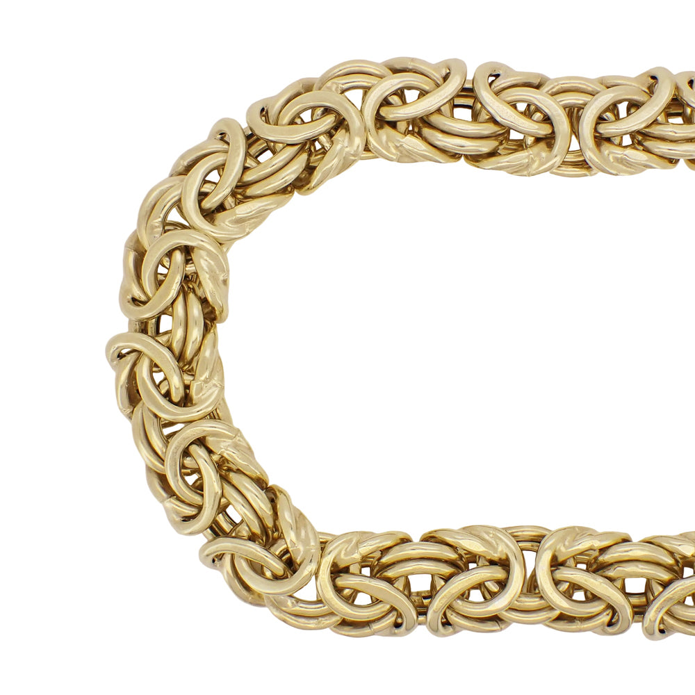 Heavy Vintage 12mm Wide Byzantine Link Bracelet in 14K Yellow Gold over 925 Sterling Silver - 7.5 Inches - Made in Italy - Item: SSBR18 - Image: 3
