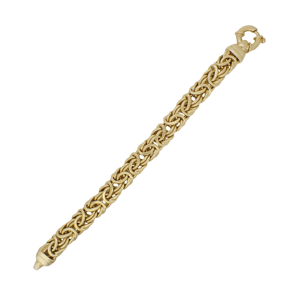 Heavy Vintage 12mm Wide Byzantine Link Bracelet in 14K Yellow Gold over 925 Sterling Silver - 7.5 Inches - Made in Italy - Item: SSBR18 - Image: 4