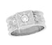 Baxter Sterling Silver Antique Style Victorian Starburst Diamond Wide Wedding Ring - 7.4mm Wide