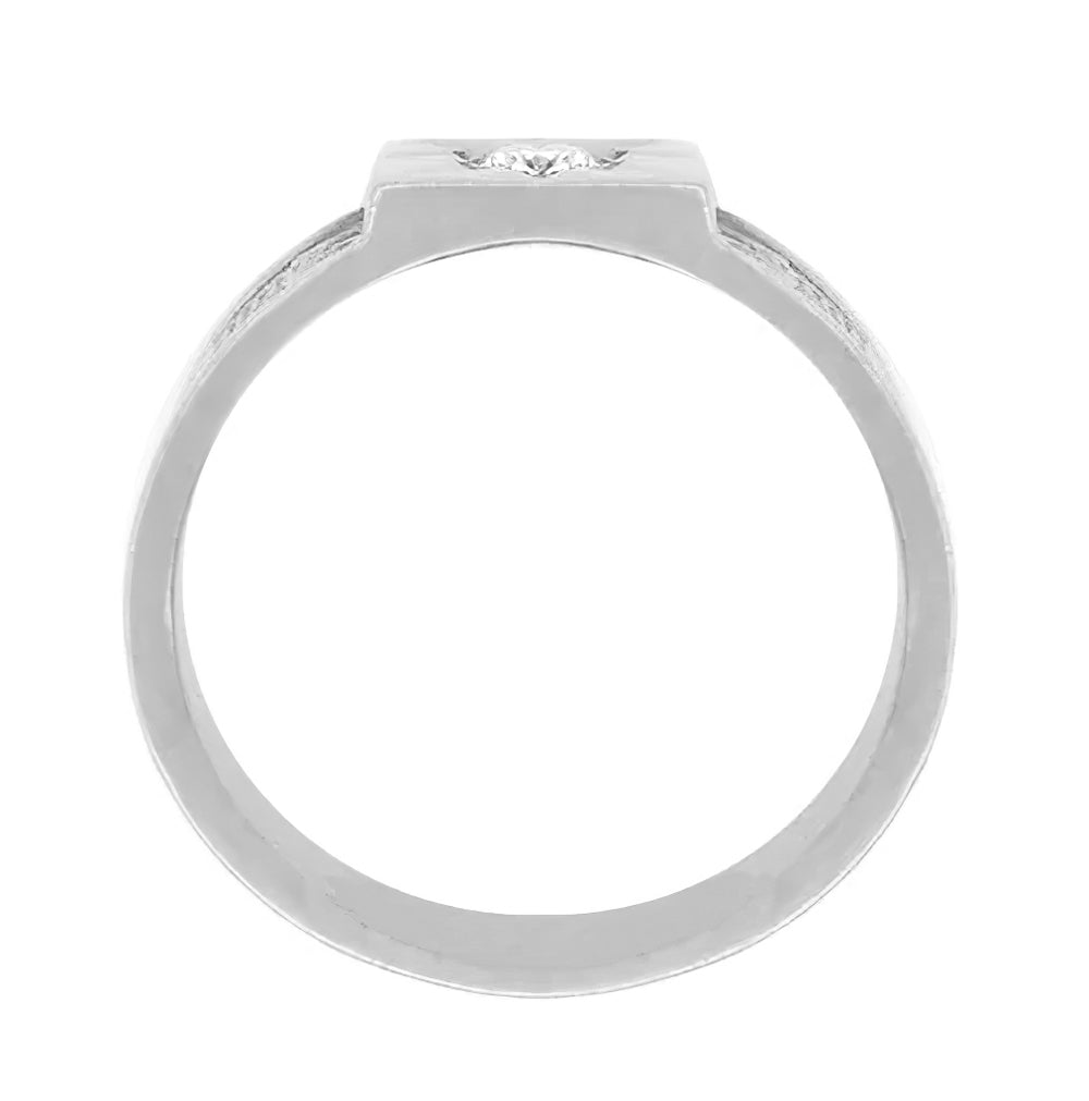 Baxter Sterling Silver Antique Style Victorian Starburst Diamond Wide Wedding Ring - 7.4mm Wide - Item: SSR1212-LC - Image: 2