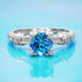Art Deco Hearts and Clovers 1 Carat Swiss Blue Topaz Solitaire Promise Ring in Sterling Silver