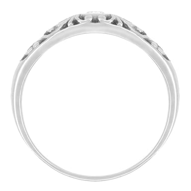 Edwardian Sterling Silver Vintage Style Open Scroll Filigree Diamond Band - Lab Grown Diamond - alternate view