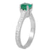Crown Scrolls Filigree Art Deco 1 Carat Emerald Solitaire Engagement Ring in 18 Karat White Gold