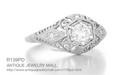 Scroll Dome Filigree 1/2 Carat Edwardian Diamond Engagement Ring in Platinum