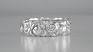 Engraved Roses Retro Wedding Ring in 14 Karat White Gold