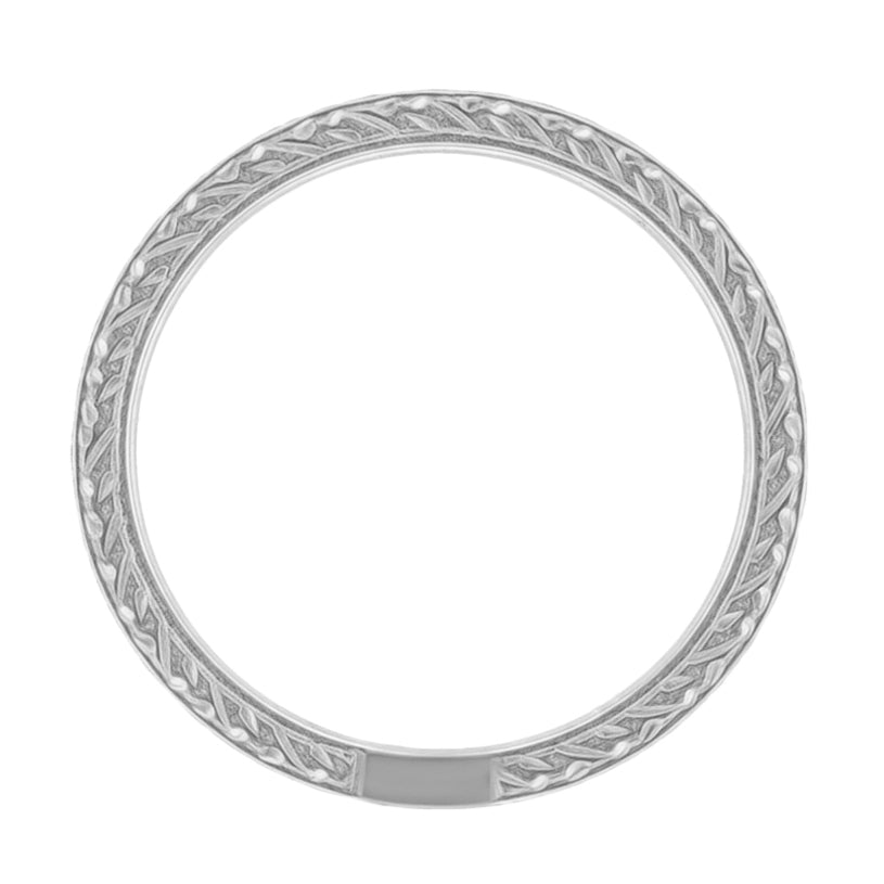 Art Deco Engraved Wheat Eternity Diamond Wedding Band in Platinum - Item: R678P-LC - Image: 2