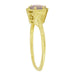 Art Deco Vintage Style Engraved Filigree Morganite Hexagon Ring in 14K Yellow Gold