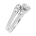Retro Mid Century Modern Platinum Lucky Clover Diamond Engagement Ring & Wedding Band Set