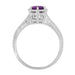 Hexagon Art Deco 3/4 Carat Amethyst Engraved Filigree Engagement Ring in 14K White Gold