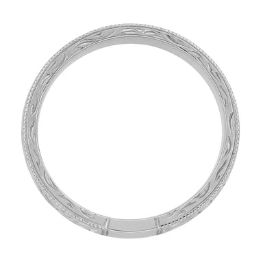 Men's Art Deco Scrolls Vintage Engraved Wedding Band in 10, 14 or 18 Karat White Gold - 4mm Wide - alternate view