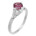 Art Deco Floral Filigree Vintage Engraved 1.25 Carat Rhodolite Garnet Engagement Ring in 14K White Gold