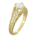 Belnord 18 Karat Yellow Gold Engraved Art Deco Filigree Diamond Engagement Ring