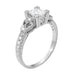 Loving Hearts 1 Carat Princess Cut Diamond Antique Style Engraved Art Deco Engagement Ring in White Gold