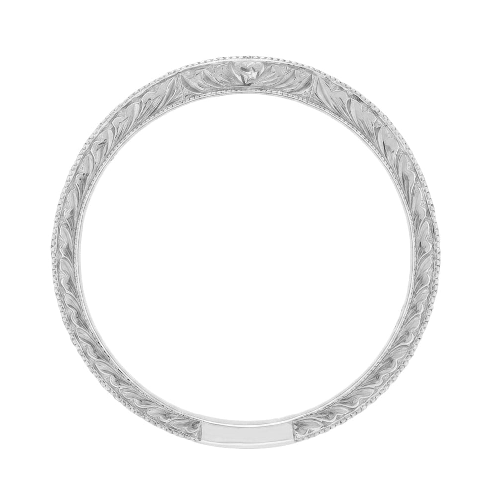 Royal Crown Curved Diamond Wedding Band in Platinum - Item: WR460P1D-LC - Image: 4