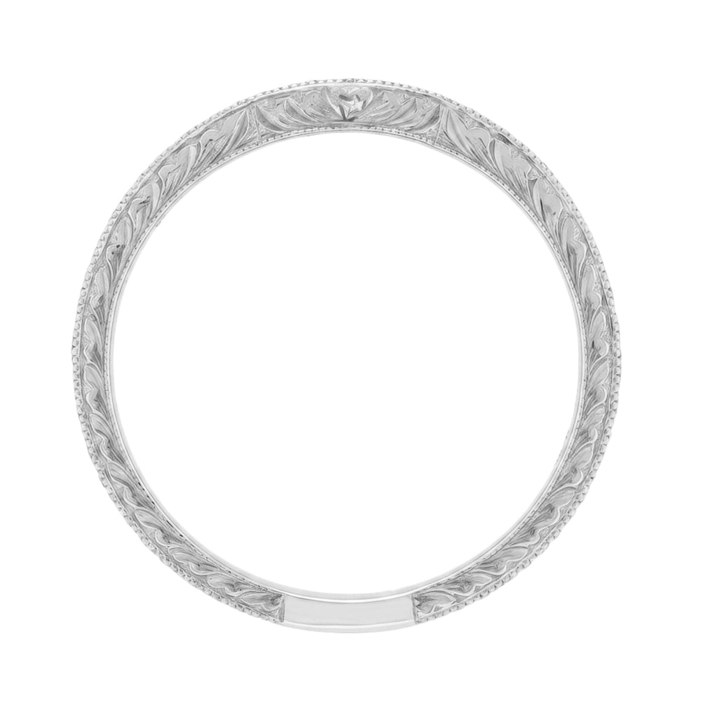 Royal Crown Curved Diamond Wedding Band in Platinum - Item: WR460P1D-LC - Image: 4
