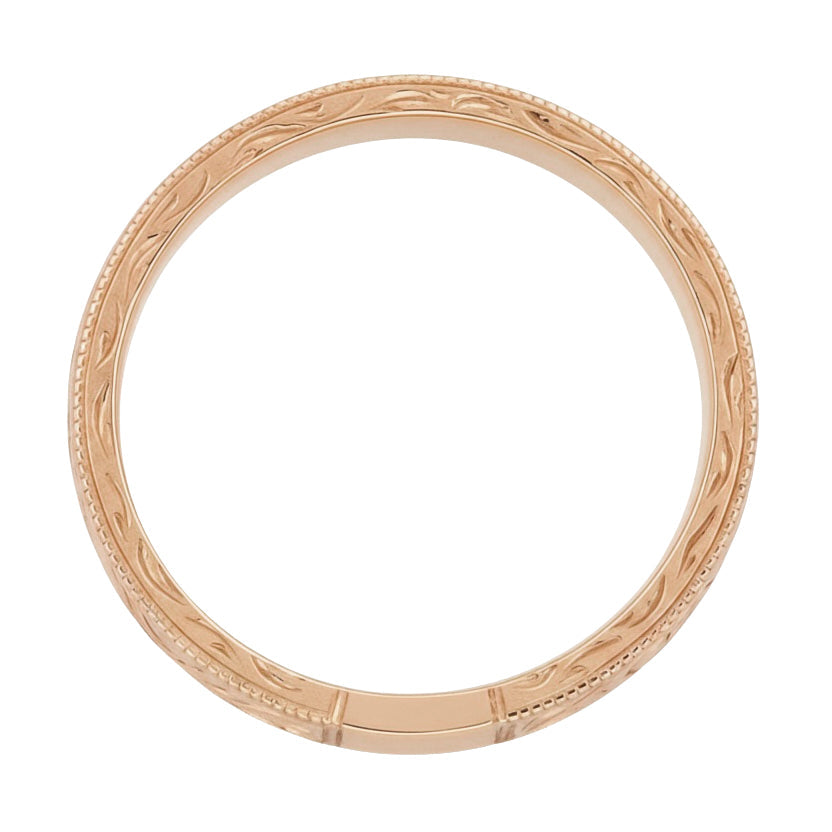 Men's Art Deco Scrolls Engraved Wedding Band in 14 Karat Rose Gold - Item: WR199MR - Image: 3