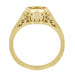 Art Deco Filigree Yellow Gold Low Profile Bezel Engagement Ring Setting for a 1 - 1.25 Carat Round Diamond | 14K or 18K