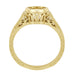 Art Deco Filigree Yellow Gold Low Profile Bezel Engagement Ring Setting for a 1 - 1.25 Carat Round Diamond | 14K or 18K