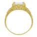 4 Carat Lab Grown Emerald Cut Diamond Solitaire Edwardian Filigree Vintage Style Engagement Ring in Yellow Gold