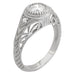 Art Deco Filigree Engraved 3/4 Carat Diamond Low Profile Engagement Ring in White Gold - 14K or 18K