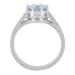 Platinum 1 Carat Aquamarine Royal Crown Antique Style Engraved Engagement Ring