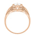 Rose Gold Edwardian Scroll Dome Filigree Diamond Engagement Ring