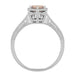 Filigree Engraved Art Deco Hexagon Morganite Ring in 14 Karat White Gold