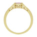 Yellow Gold Art Deco Filigree Natural Pink Sapphire Engagement Ring with Side Diamonds - 14K or 18K