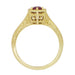 Art Deco Filigree Halo Hexagon Ruby Ring in 14K Yellow Gold - July Birthstone