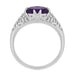 Edwardian Platinum Filigree Antique Style East to West Oval Amethyst Solitaire Ring