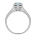 Filigree Hexagon Art Deco Engraved 3/4 Carat Aquamarine Engagement Ring in 14K White Gold