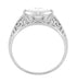 Edwardian Filigree East West Oval Diamond Engagement Ring in 14 Karat White Gold - 1.10 Carat