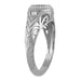 Art Deco Filigree Engraved 3/4 Carat Diamond Low Profile Engagement Ring in White Gold - 14K or 18K