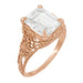 Rose Gold 4 Carat Emerald Cut Lab Created Diamond Edwardian Solitaire Engagement Ring