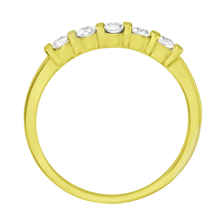 Side of Yellow Gold Channel Set Diamond Wedding Ring - 1980's Estate Band - DWR105
