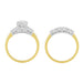 Lucky Clover Vintage 1950s Mixed Metals Yellow & White Gold Diamond Wedding & Engagement Ring Set
