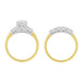 Lucky Clover Vintage 1950s Mixed Metals Yellow & White Gold Diamond Wedding & Engagement Ring Set