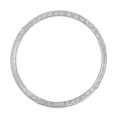 Art Deco Platinum Three Sided Carved Wheat Narrow Wedding Ring - 2.3mm Wide - alternate view