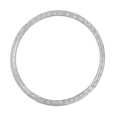 Art Deco Platinum Three Sided Carved Wheat Narrow Wedding Ring - 2.3mm Wide - alternate view