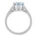 Royal Crown 1 Carat Aquamarine Antique Style Engraved Engagement Ring in 18 Karat White Gold