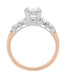 Mid Century Retro Modern Mixed Metal 14 Karat White and Rose Gold Diamond Engagement Ring - 0.81 Ct. Tw.