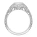 Art Deco Platinum Sculptural Filigree Low Dome 3/4 Carat Diamond Engagement Ring