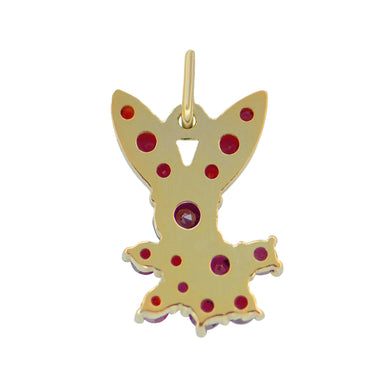 Bohemian Red Garnet Bunny Rabbit Pendant in Sterling Silver and Yellow Gold Vermeil - alternate view