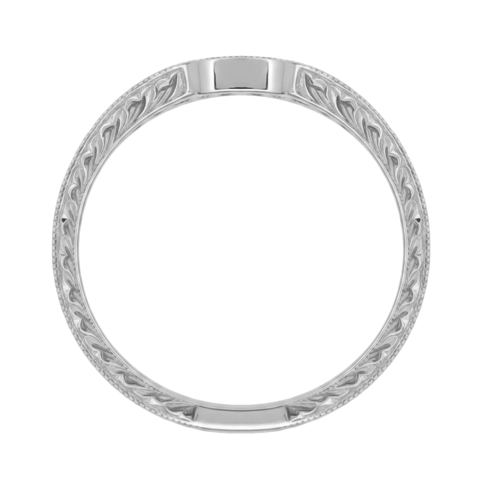 Royal Crown Curved Diamond Wedding Band in Platinum - Item: WR460P1D-LC - Image: 5